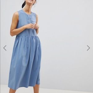 ASOS Woven Mix Midi Sleeveless Smock Dress